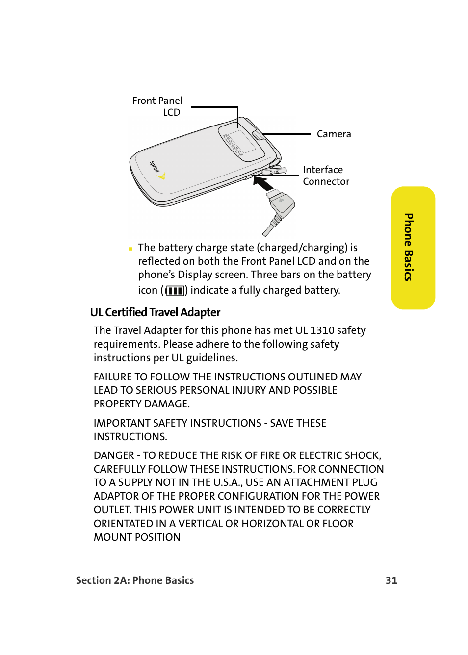 Ul certified travel adapter, Phone basics | Samsung SPH-M610DAASPR User Manual | Page 57 / 272