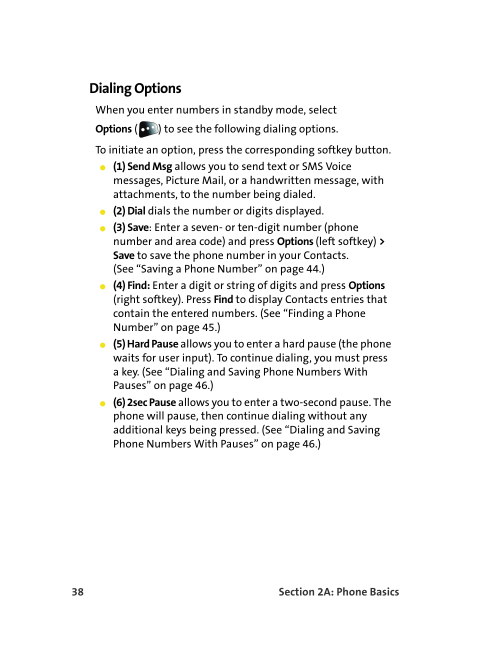 Dialing options | Samsung SPH-M610DAASPR User Manual | Page 64 / 272