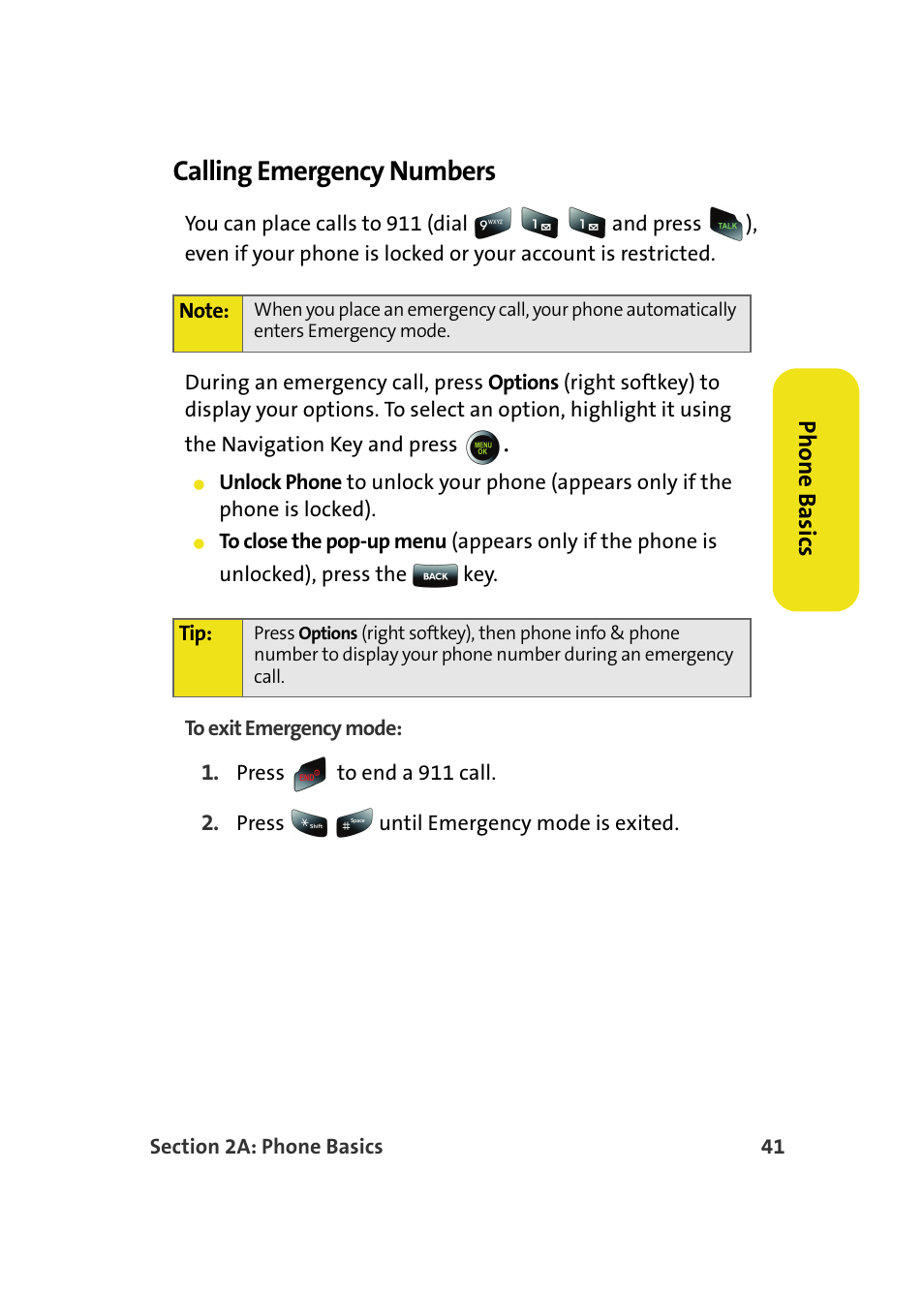 Calling emergency numbers | Samsung SPH-M610DAASPR User Manual | Page 67 / 272