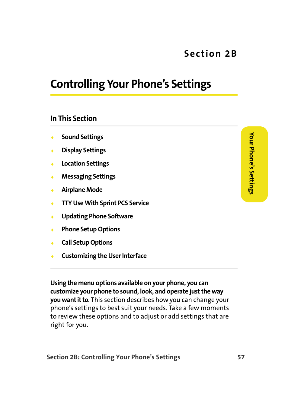 Controlling your phone’s settings, 2b. controlling your phone’s settings | Samsung SPH-M610DAASPR User Manual | Page 83 / 272