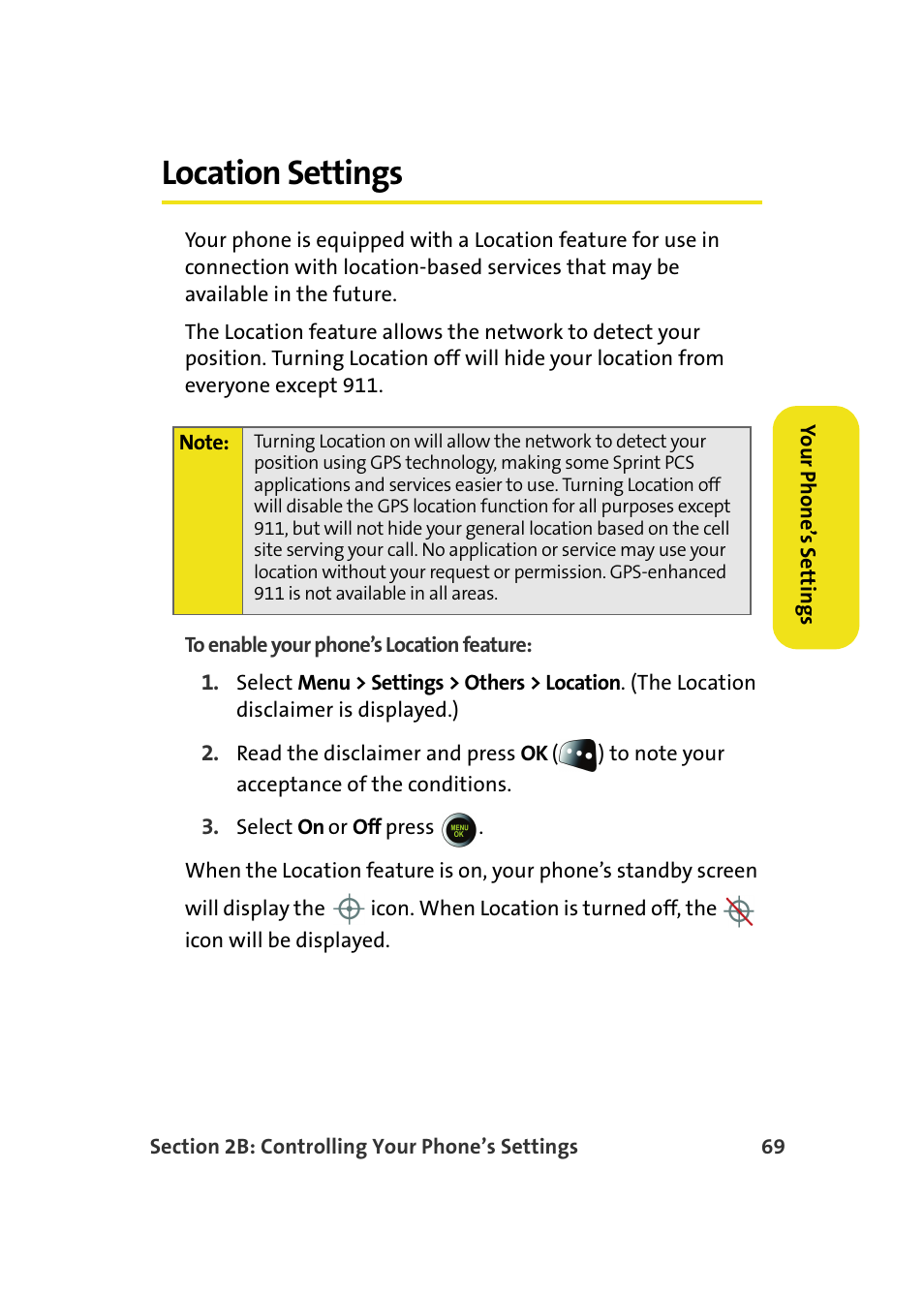 Location settings | Samsung SPH-M610DAASPR User Manual | Page 95 / 272
