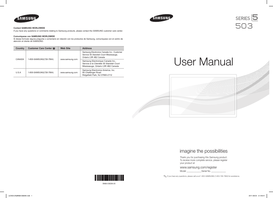 Samsung LN46D503F6FXZA User Manual | 35 pages