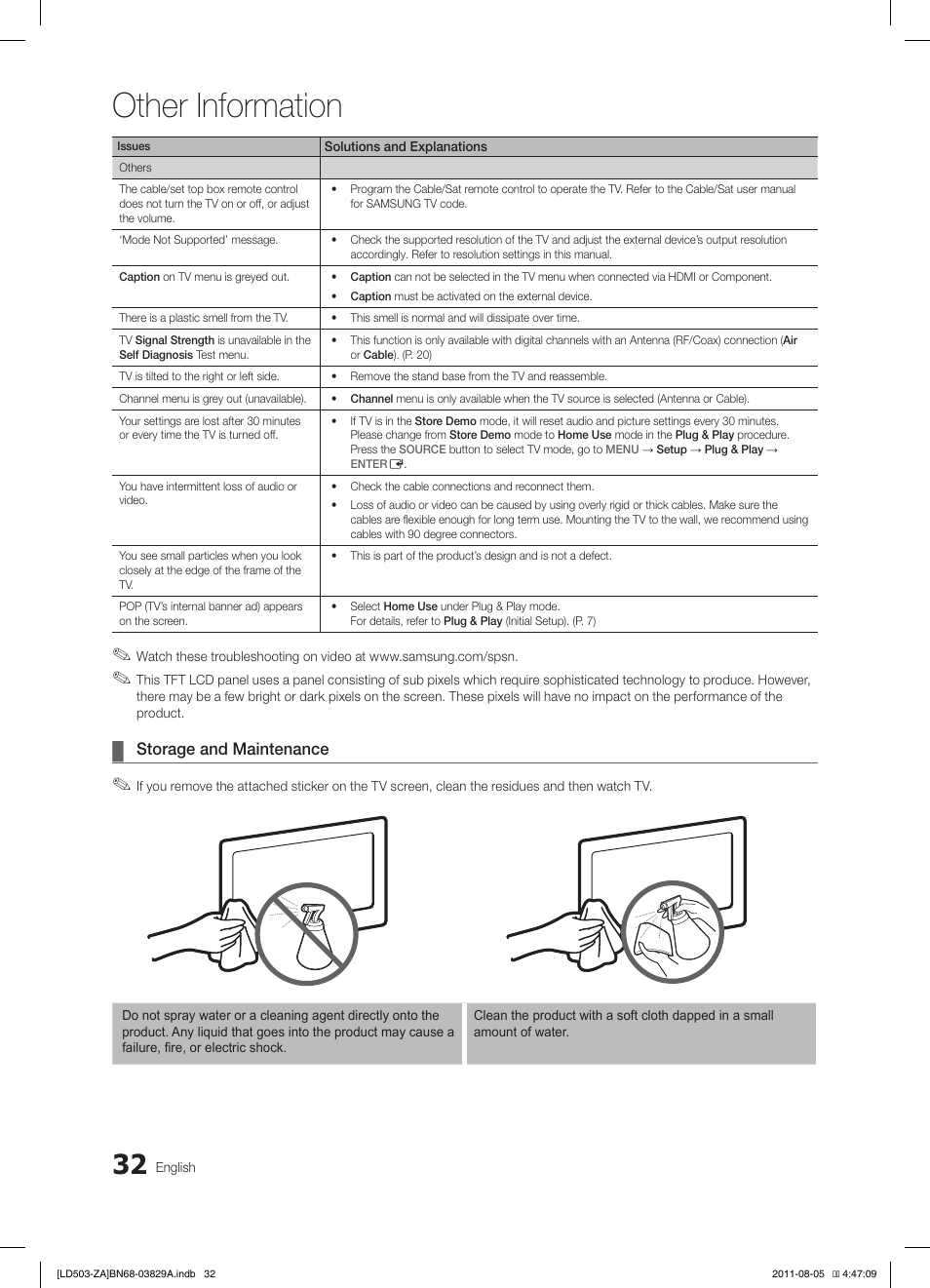 Other information | Samsung LN46D503F6FXZA User Manual | Page 32 / 35