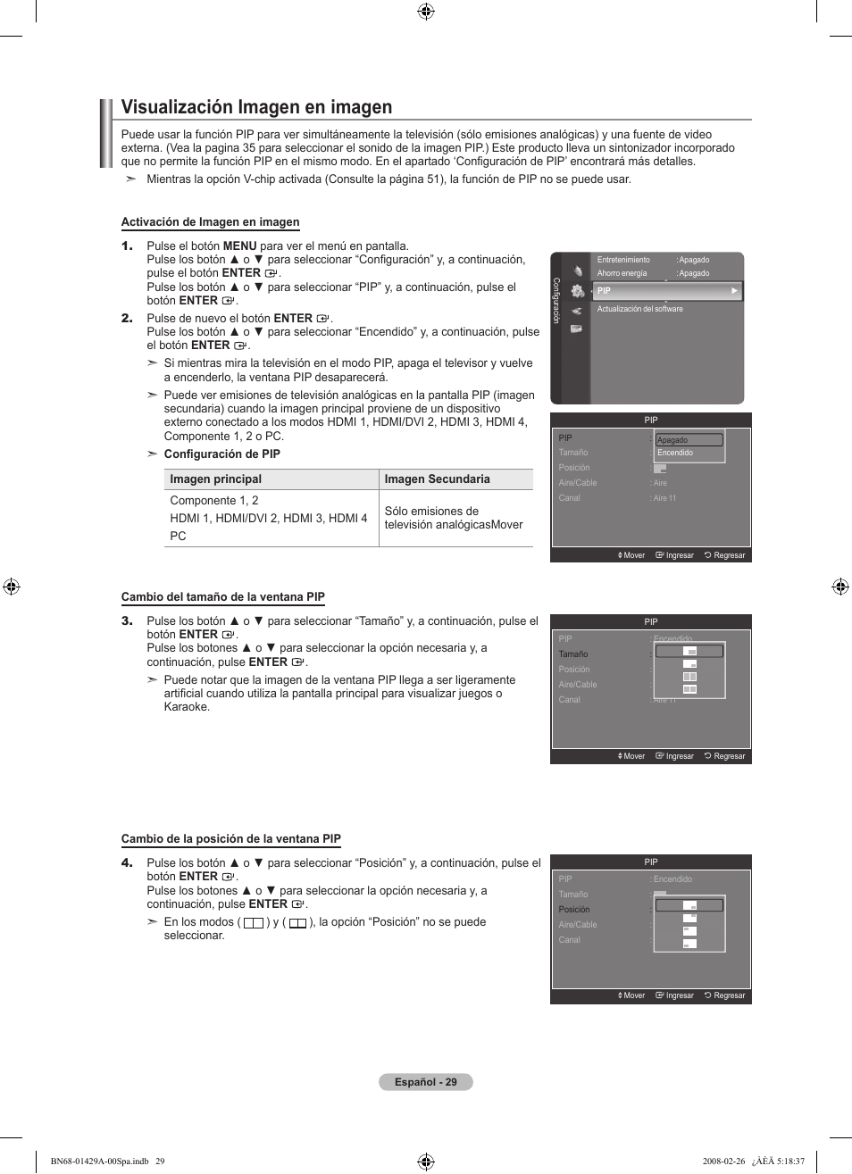 Visualización imagen en imagen | Samsung LN46A650A1FXZA User Manual | Page 145 / 222