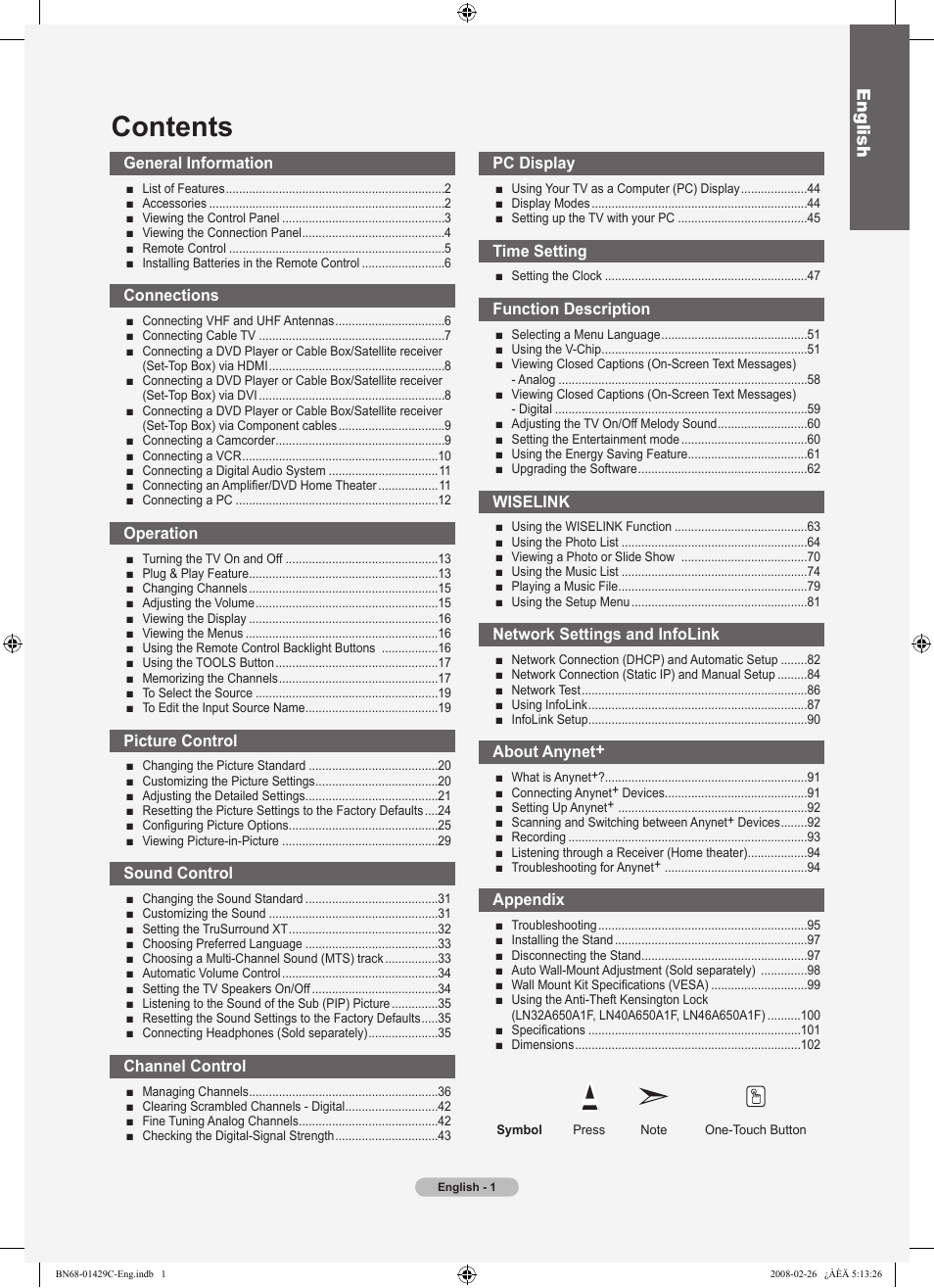 Samsung LN46A650A1FXZA User Manual | Page 3 / 222