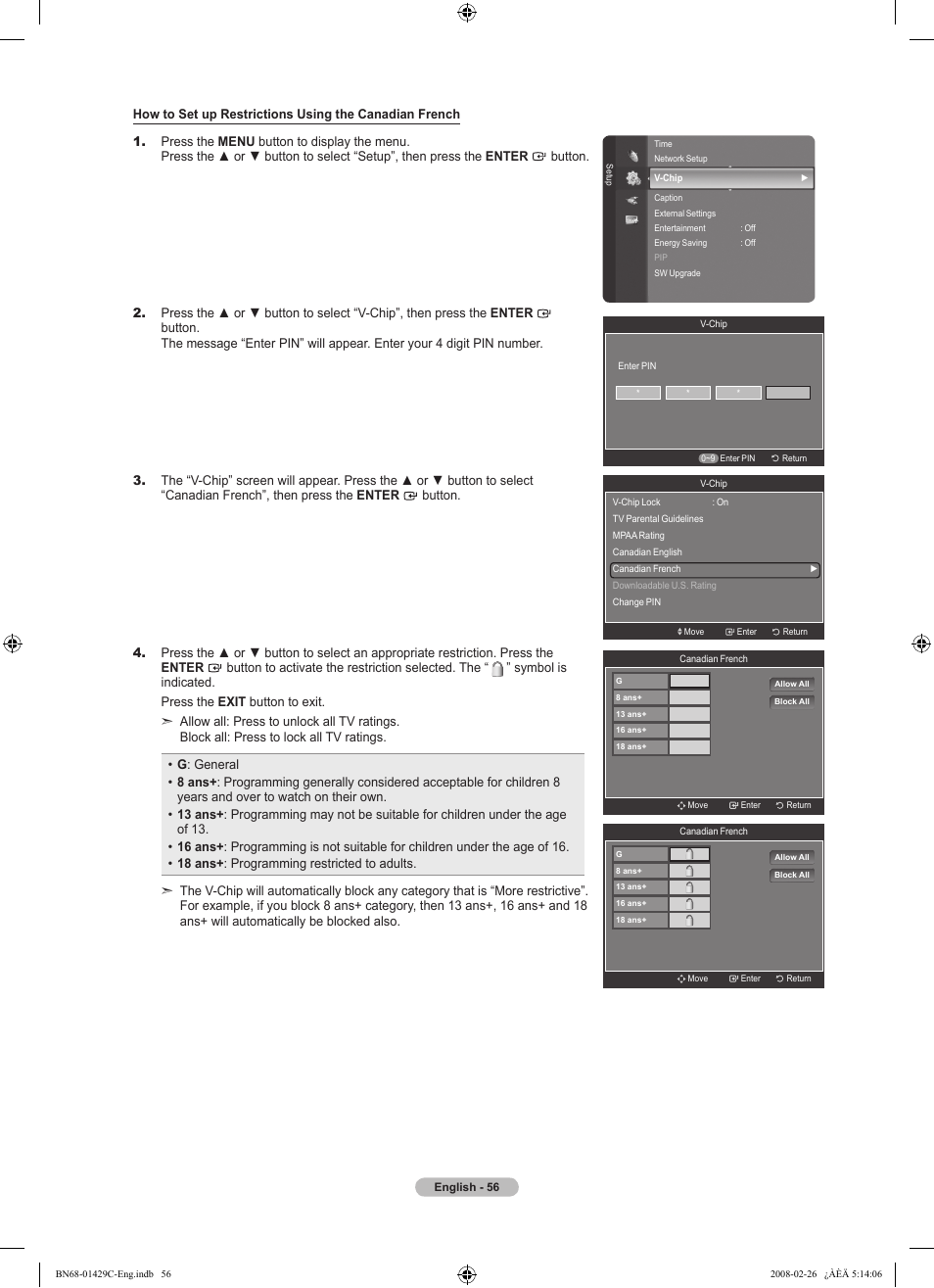 Samsung LN46A650A1FXZA User Manual | Page 58 / 222