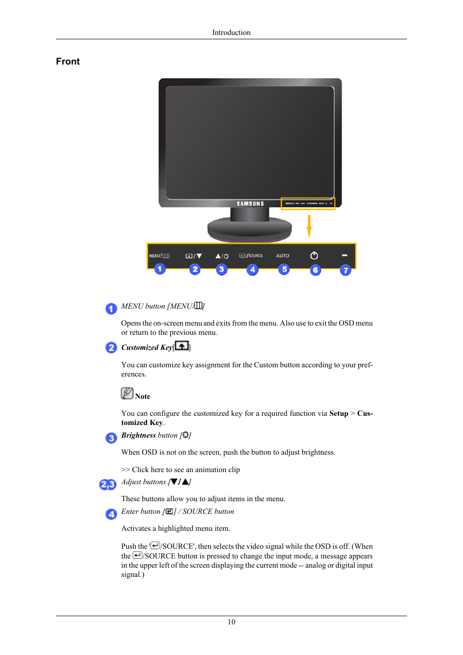 Front | Samsung LS19MYTRBQ-XAA User Manual | Page 11 / 67
