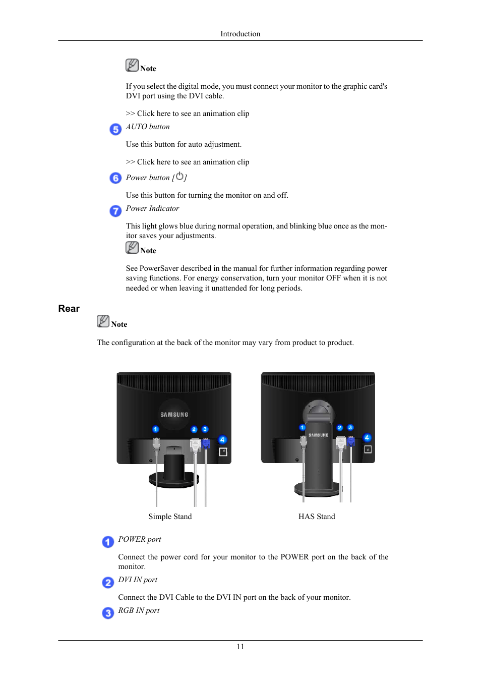 Rear | Samsung LS19MYTRBQ-XAA User Manual | Page 12 / 67