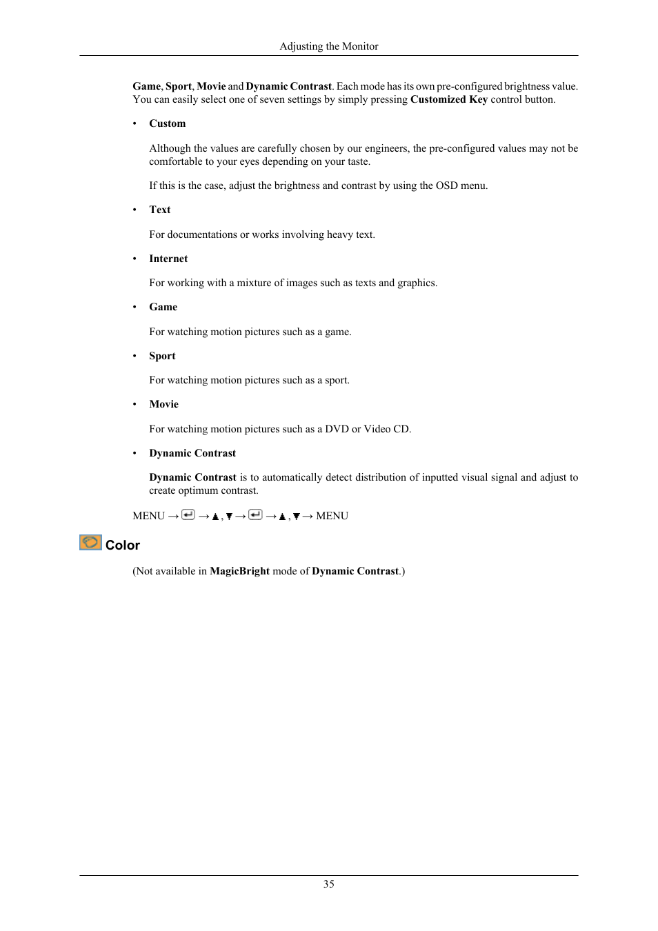 Color | Samsung LS19MYTRBQ-XAA User Manual | Page 36 / 67