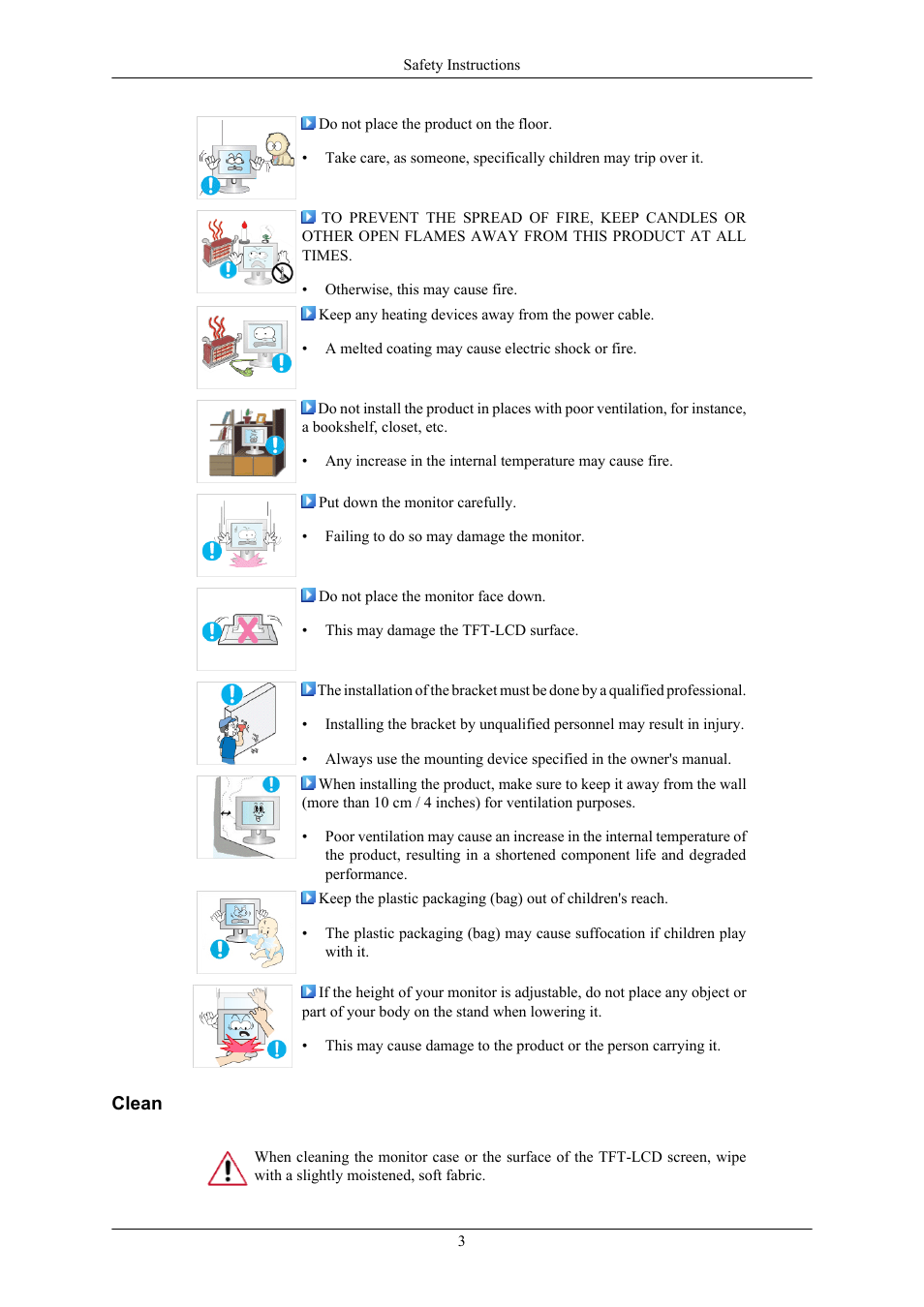 Clean | Samsung LS19MYTRBQ-XAA User Manual | Page 4 / 67