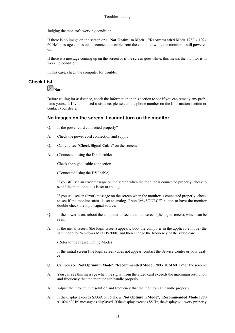 Check list | Samsung LS19MYTRBQ-XAA User Manual | Page 52 / 67