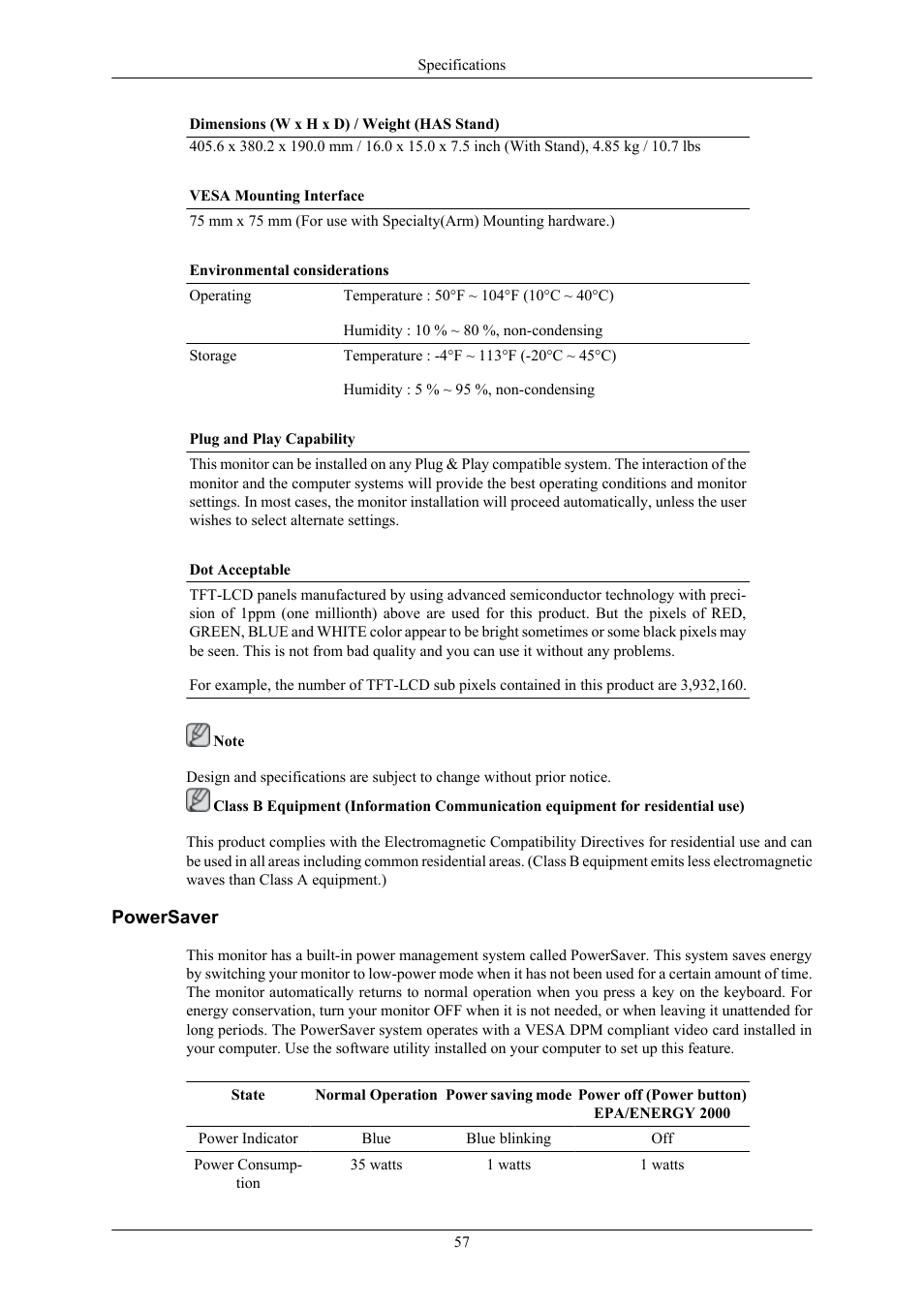 Powersaver | Samsung LS19MYTRBQ-XAA User Manual | Page 58 / 67