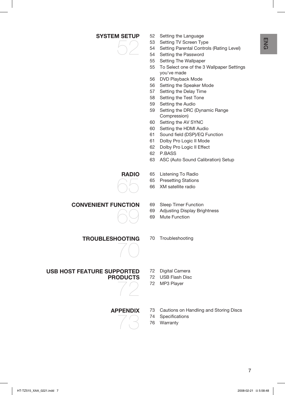 Samsung HT-TZ515T-XAA User Manual | Page 8 / 78