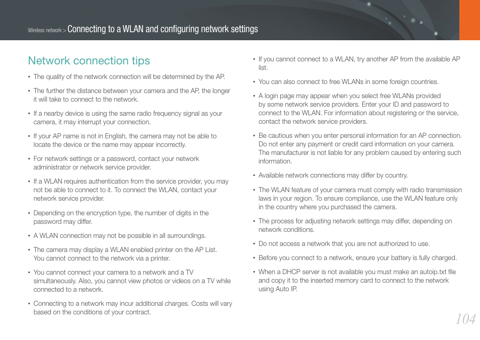 Network connection tips | Samsung EV-NX210ZBSBUS User Manual | Page 105 / 183