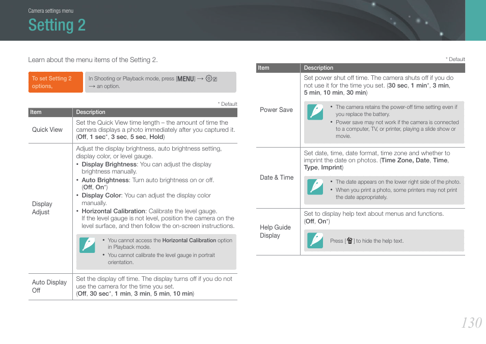 Setting 2 | Samsung EV-NX210ZBSBUS User Manual | Page 131 / 183