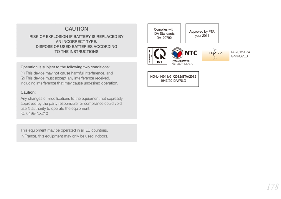Caution | Samsung EV-NX210ZBSBUS User Manual | Page 179 / 183