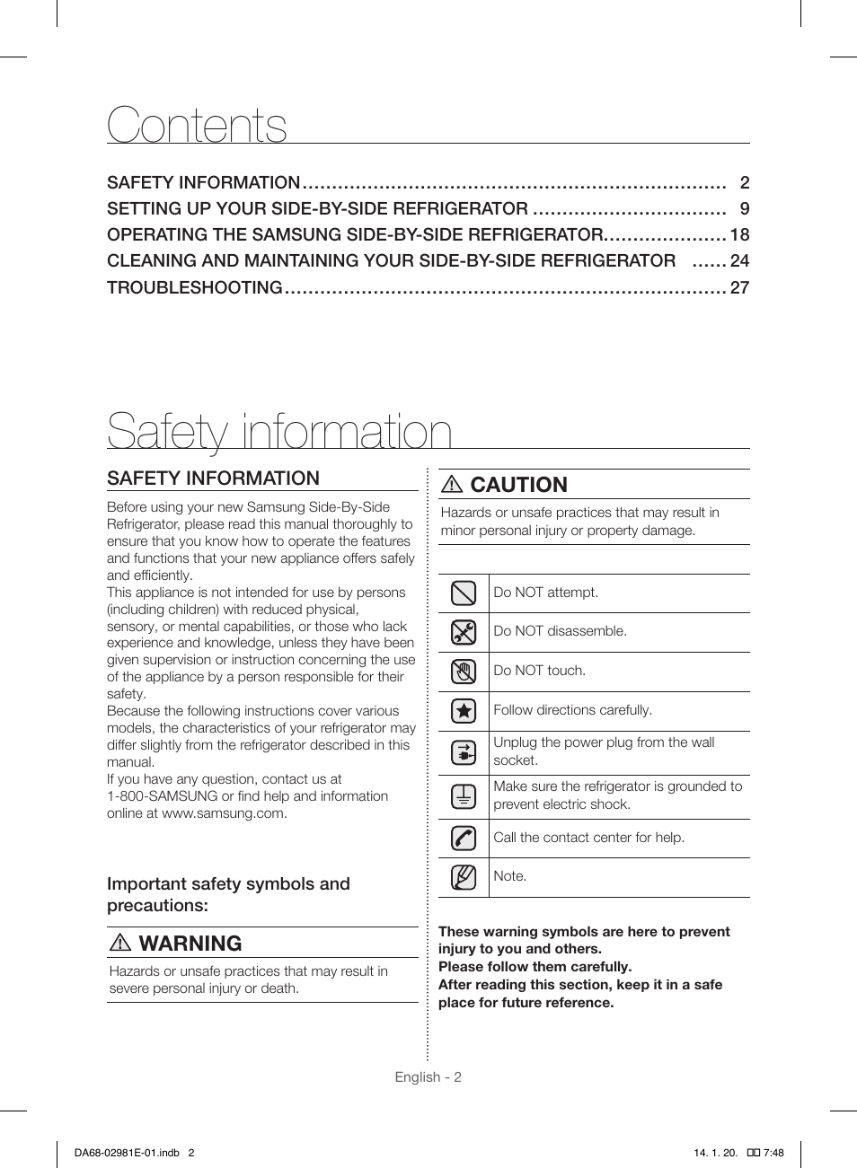 Samsung RS25H5000WW-AA User Manual | Page 2 / 96