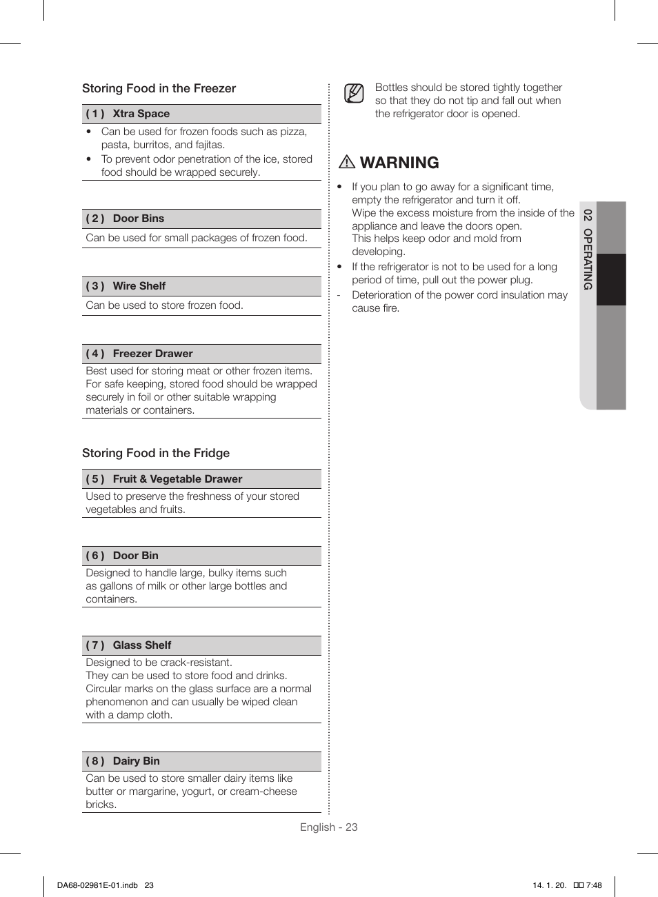 Warning | Samsung RS25H5000WW-AA User Manual | Page 23 / 96