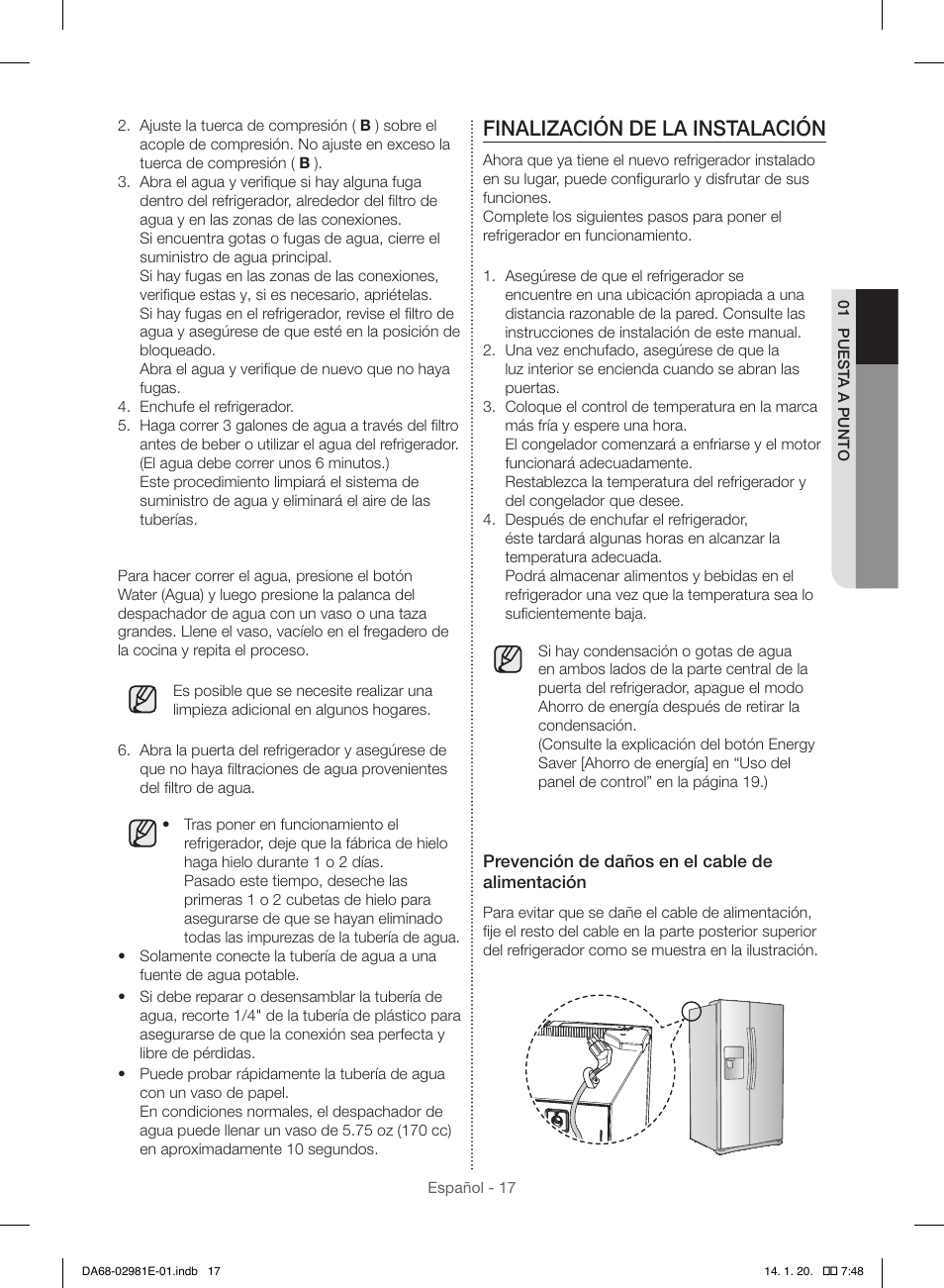 Finalización de la instalación | Samsung RS25H5000WW-AA User Manual | Page 49 / 96