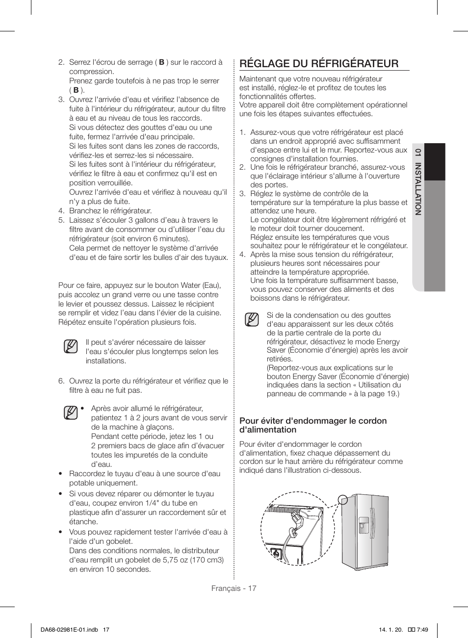 Réglage du réfrigérateur | Samsung RS25H5000WW-AA User Manual | Page 81 / 96