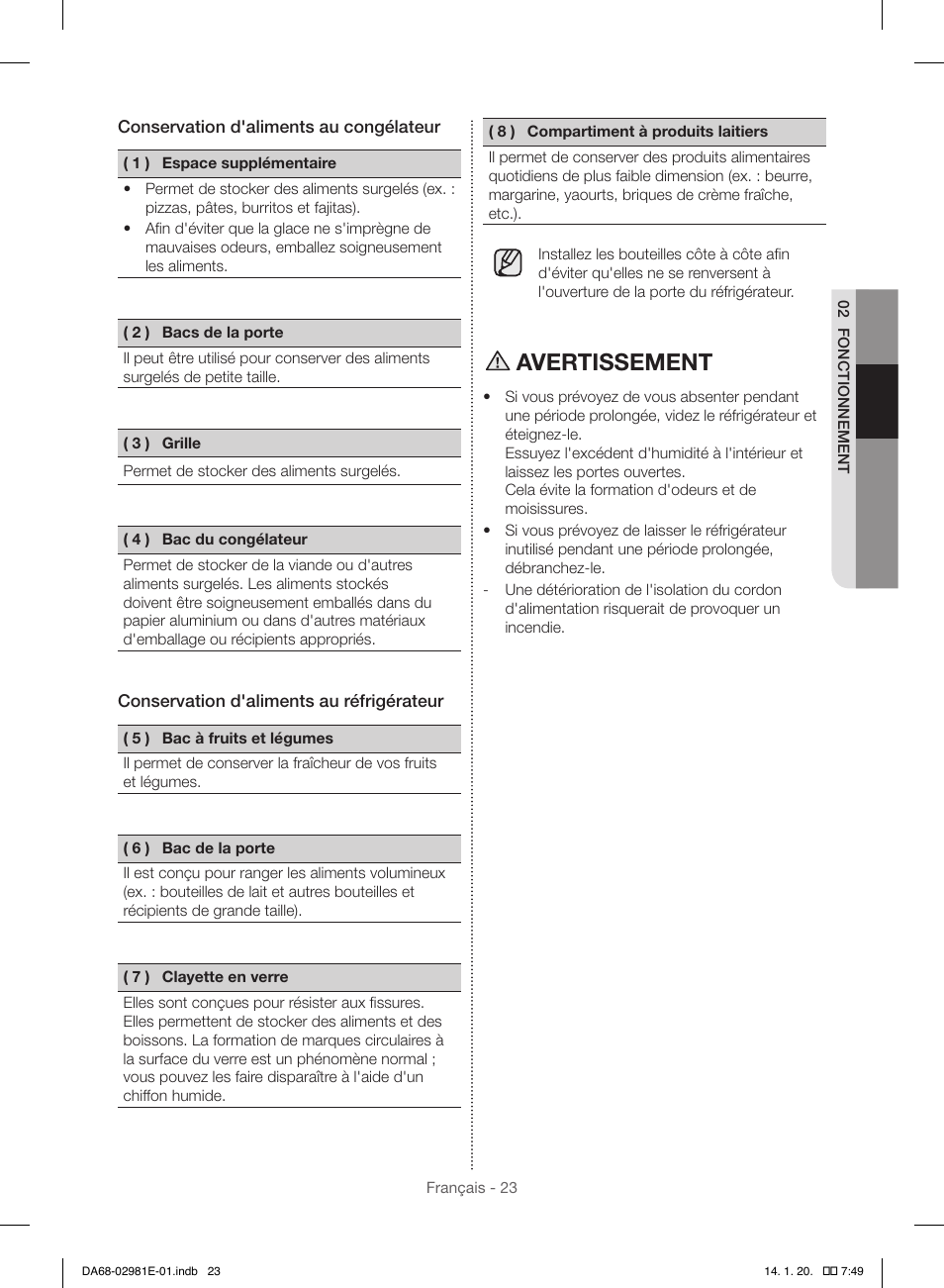 Avertissement | Samsung RS25H5000WW-AA User Manual | Page 87 / 96