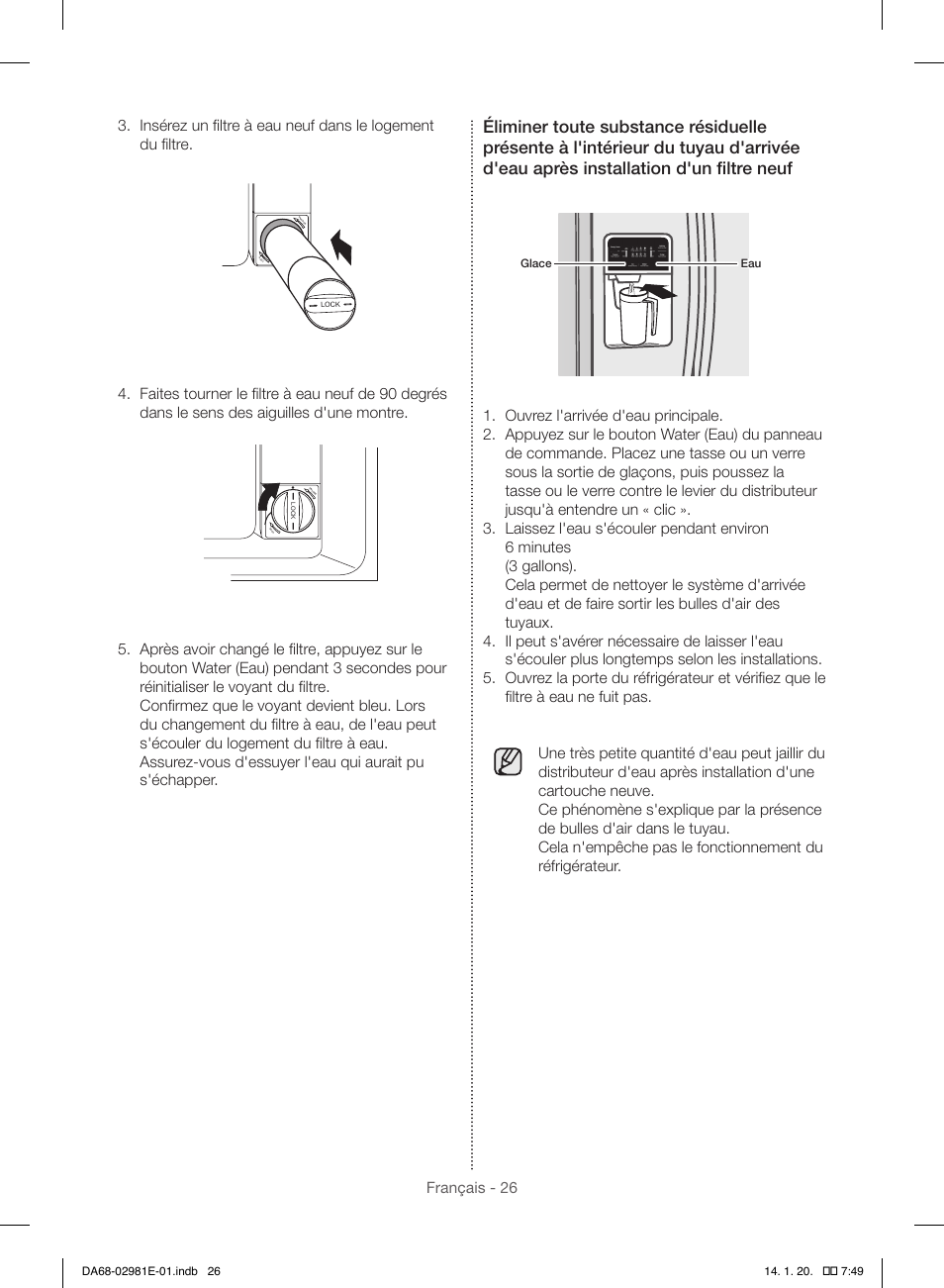 Eau glace, Lock | Samsung RS25H5000WW-AA User Manual | Page 90 / 96