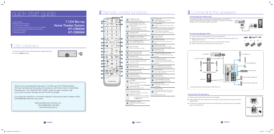Samsung HT-C9950W-XAA User Manual | 2 pages