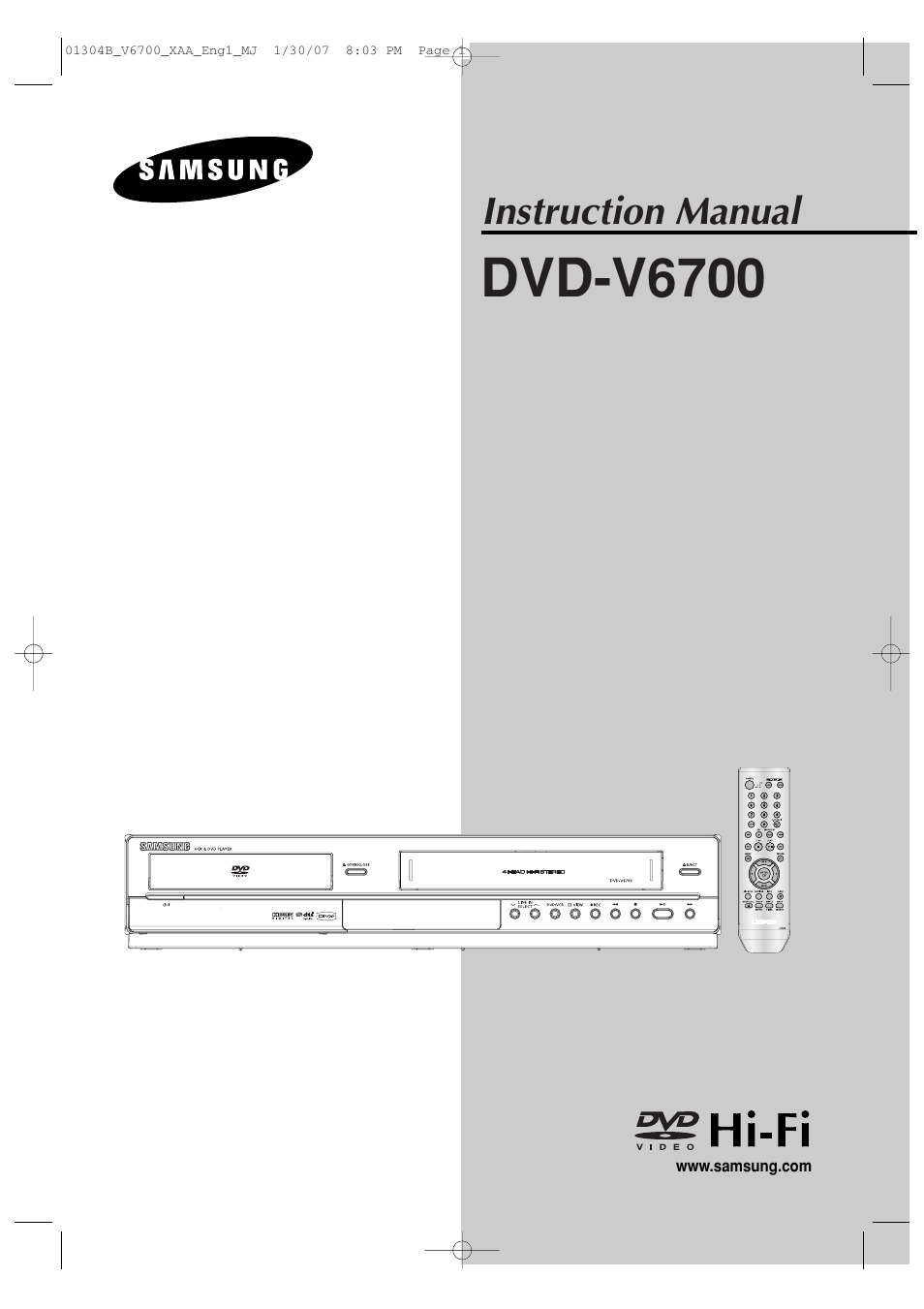 Samsung DVD-V6700-XAA User Manual | 84 pages