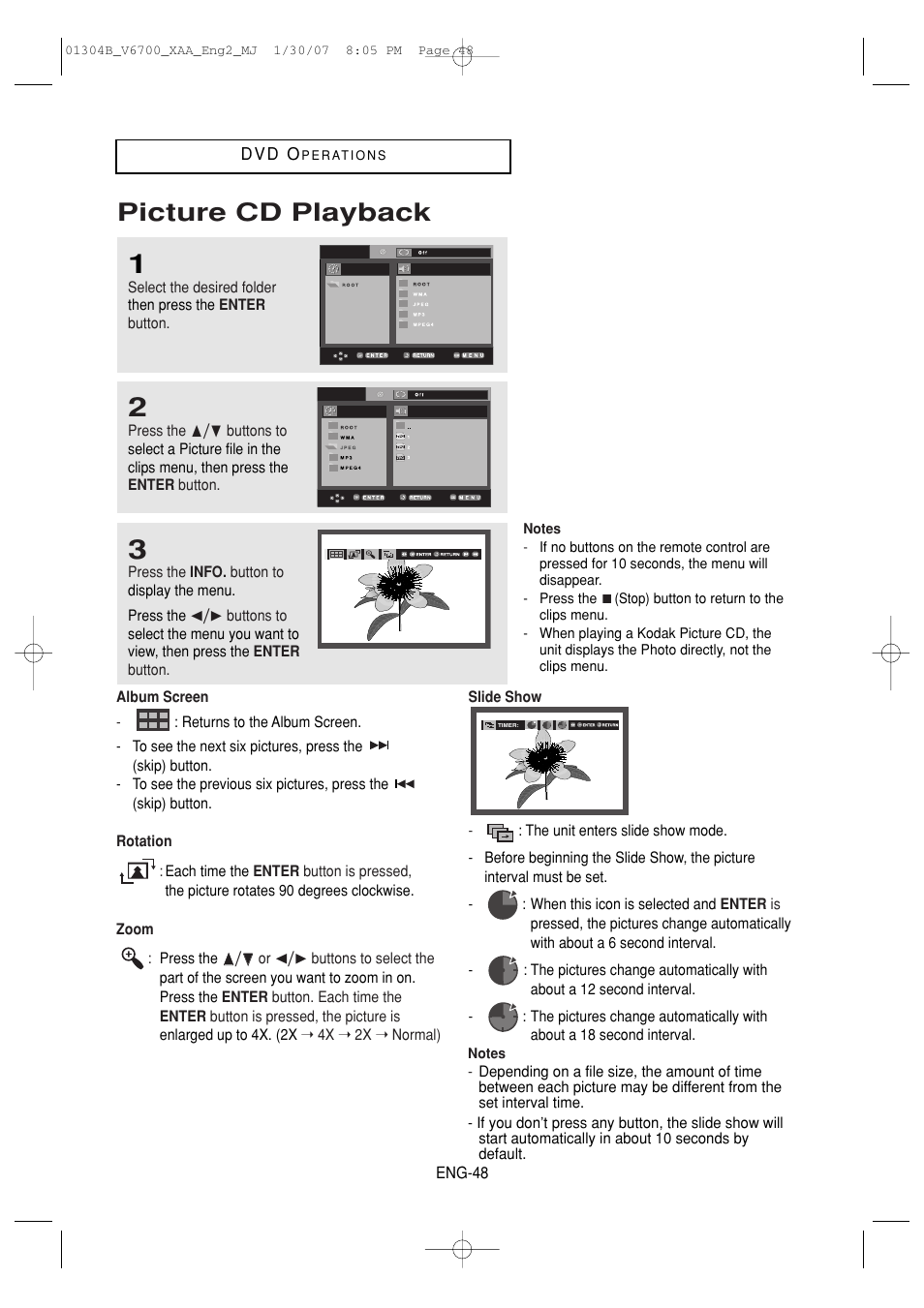 Picture cd playback | Samsung DVD-V6700-XAA User Manual | Page 48 / 84