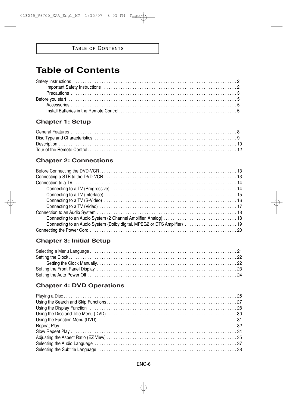 Samsung DVD-V6700-XAA User Manual | Page 6 / 84