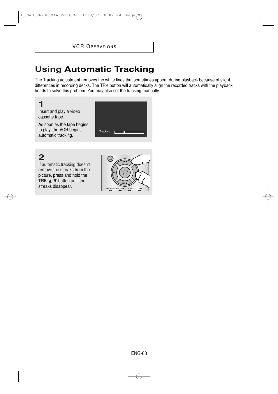 Using automatic tracking | Samsung DVD-V6700-XAA User Manual | Page 63 / 84