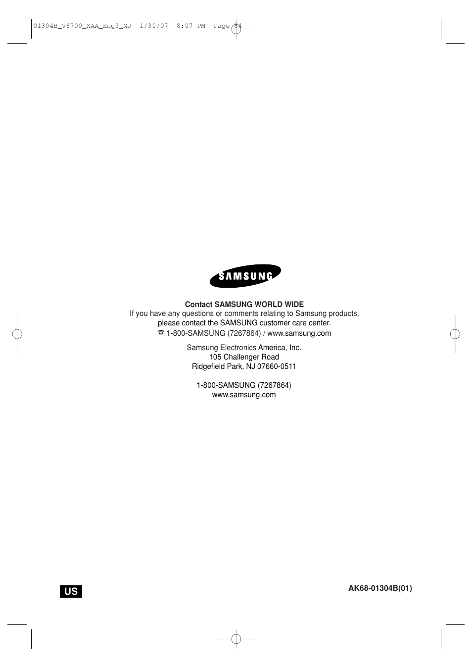 Samsung DVD-V6700-XAA User Manual | Page 84 / 84