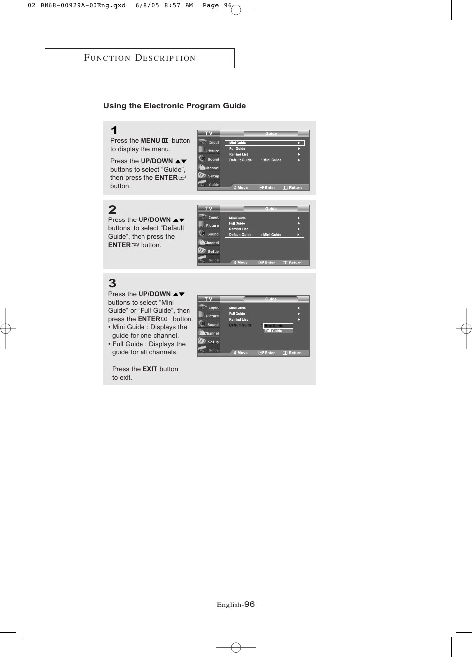 Using the electronic program guide | Samsung LNR377DX-XAA User Manual | Page 102 / 114