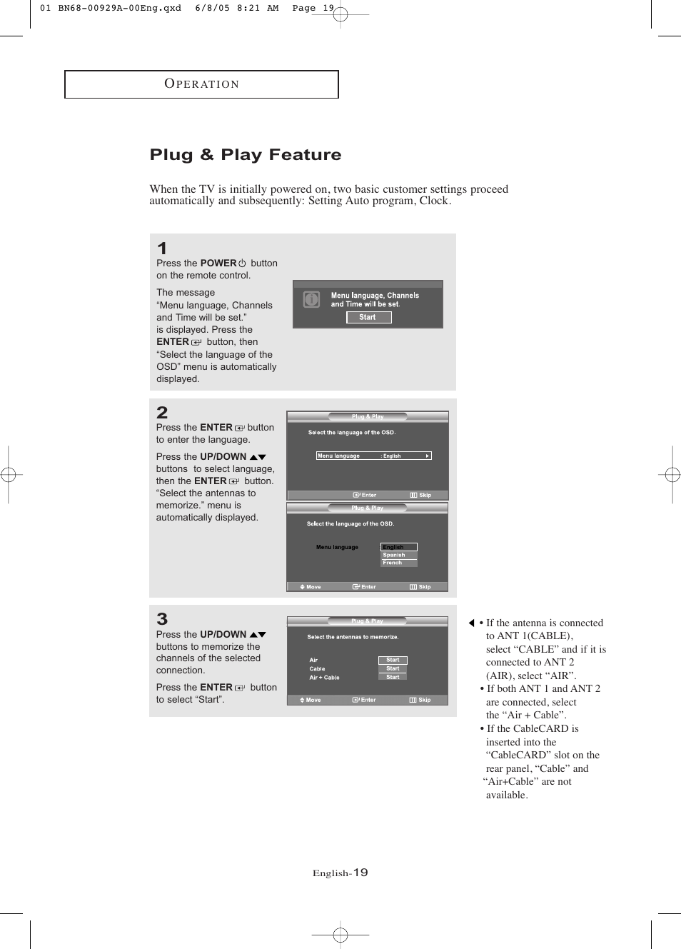 Plug & play feature | Samsung LNR377DX-XAA User Manual | Page 25 / 114