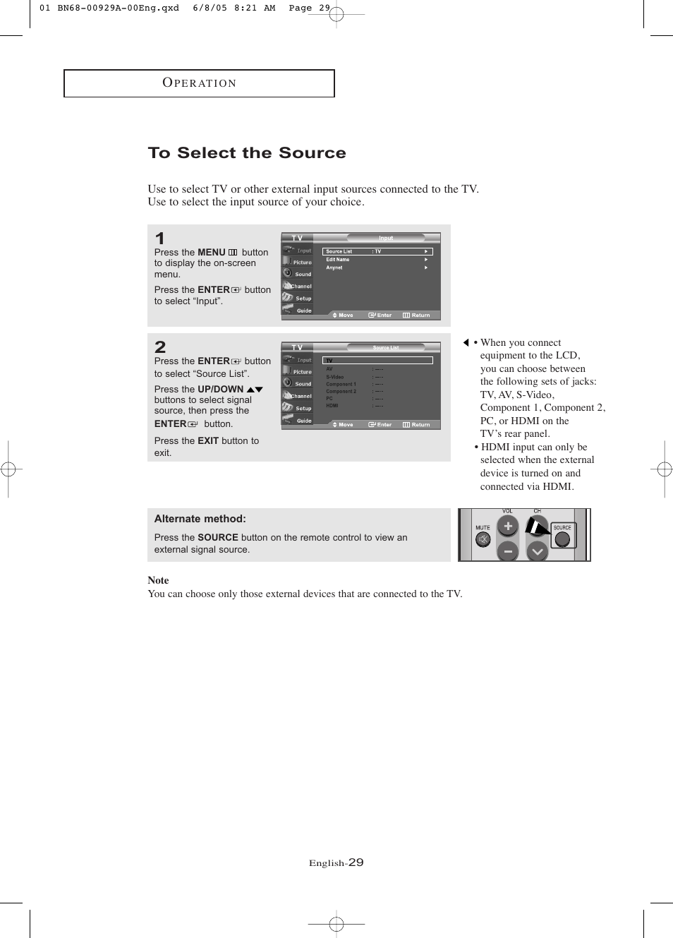 To select the source | Samsung LNR377DX-XAA User Manual | Page 35 / 114