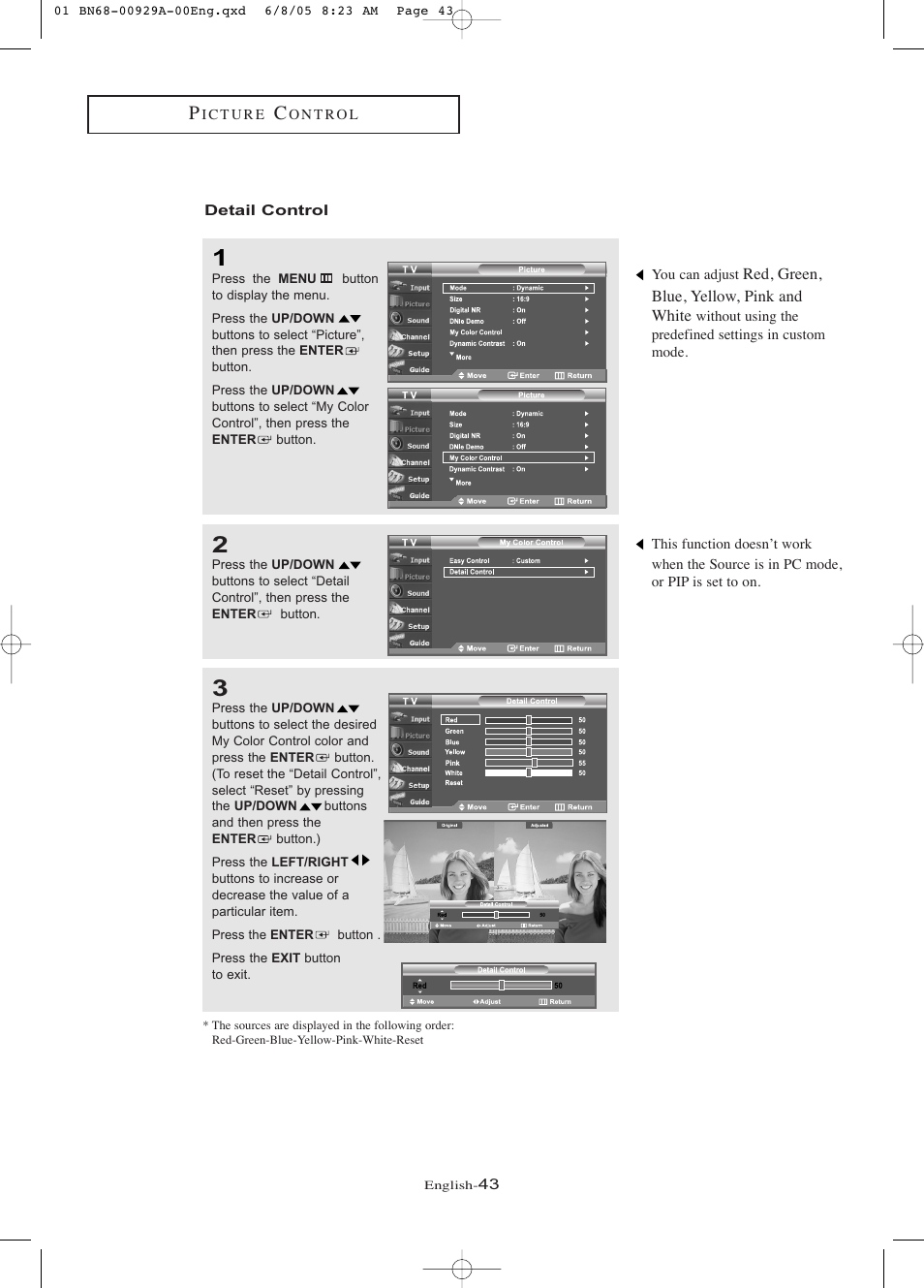 Detail control | Samsung LNR377DX-XAA User Manual | Page 49 / 114