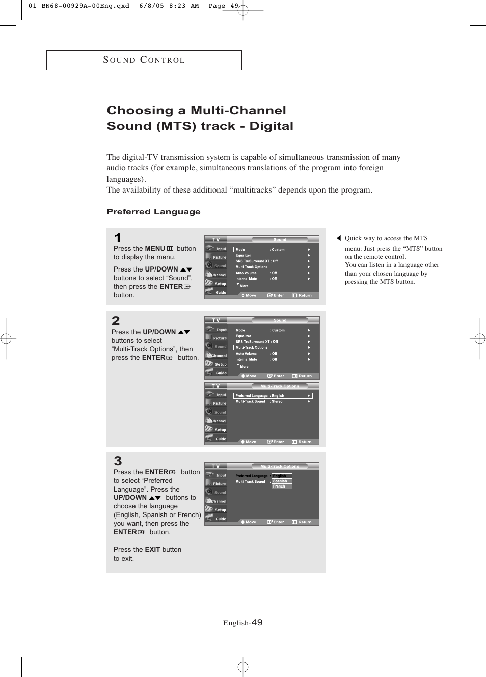 Preferred language | Samsung LNR377DX-XAA User Manual | Page 55 / 114