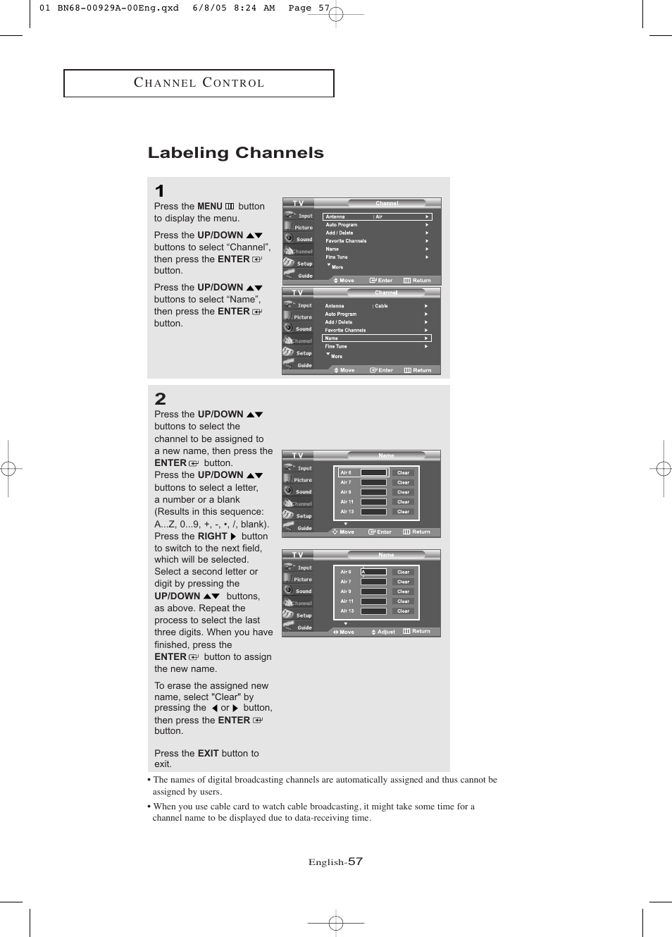 Labeling channels | Samsung LNR377DX-XAA User Manual | Page 63 / 114