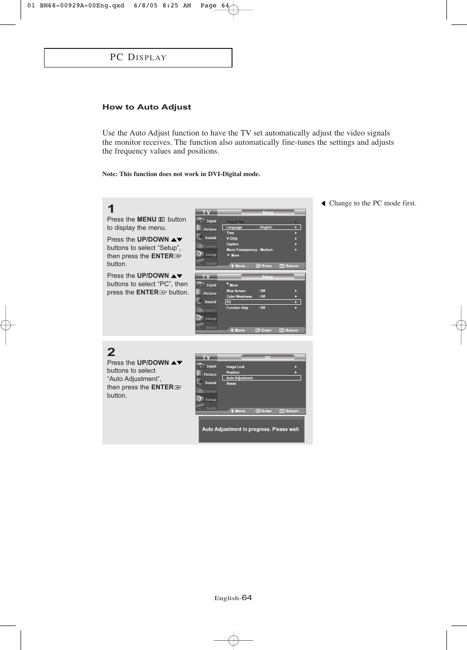 How to auto adjust, P c d | Samsung LNR377DX-XAA User Manual | Page 70 / 114