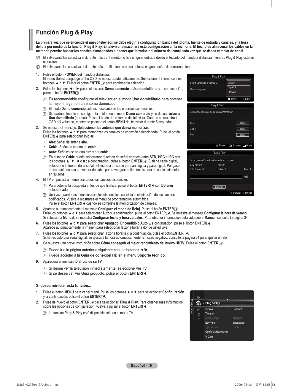 Función plug & play | Samsung PN58B650S1FXZA User Manual | Page 115 / 184