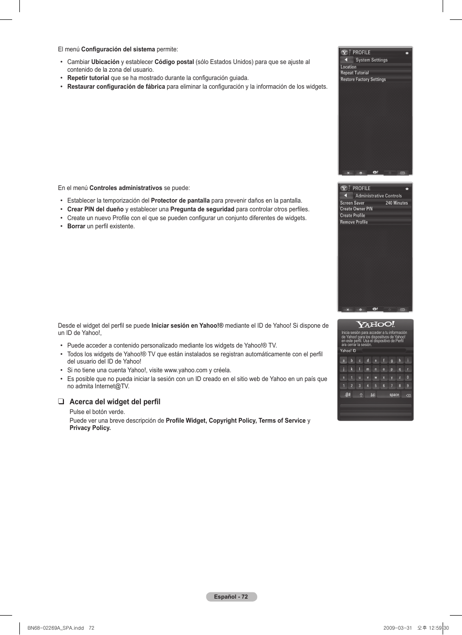 Acerca del widget del perfil | Samsung PN58B650S1FXZA User Manual | Page 168 / 184