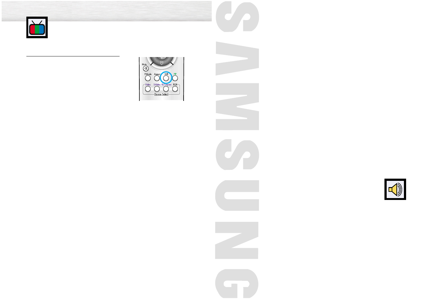 Freezing the picture, Sound control | Samsung SPL4225DX-XAA User Manual | Page 18 / 36