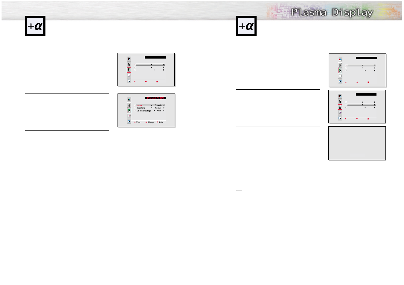 Selecting a menu language, Setting the color tone | Samsung SPL4225DX-XAA User Manual | Page 32 / 36