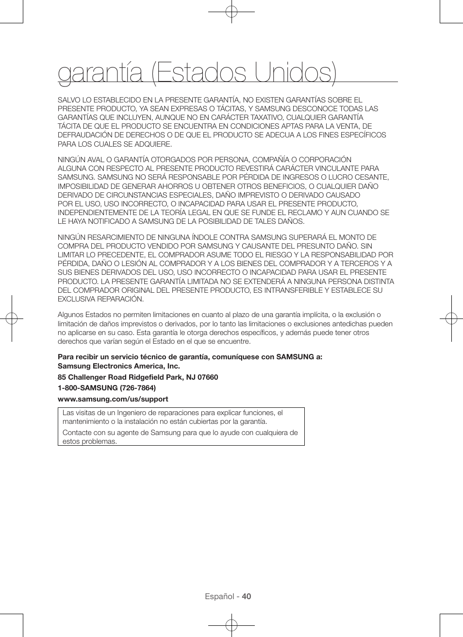 Garantía (estados unidos) | Samsung WA45H7000AW-A2 User Manual | Page 128 / 132