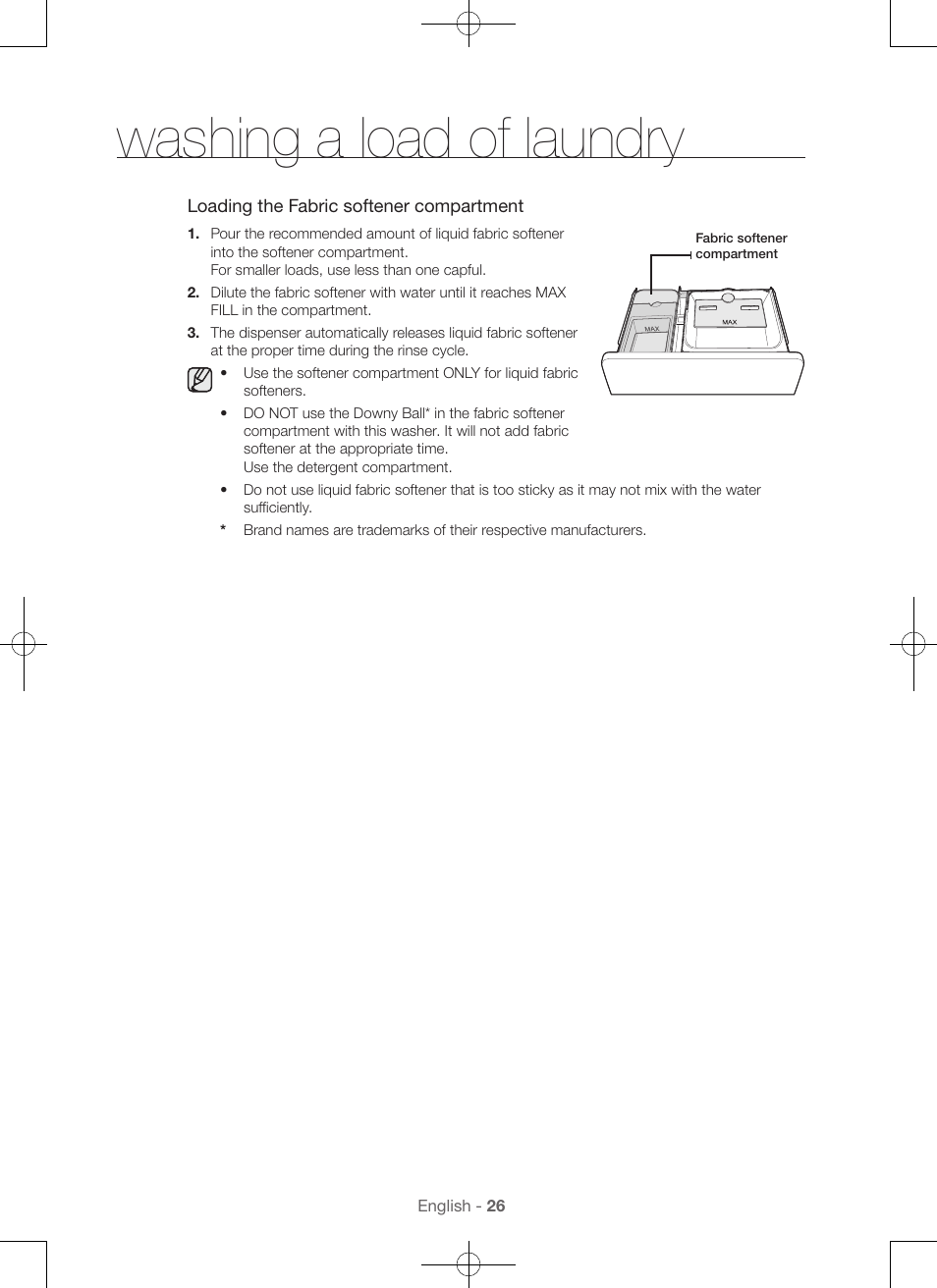 Washing a load of laundry | Samsung WA45H7000AW-A2 User Manual | Page 26 / 132