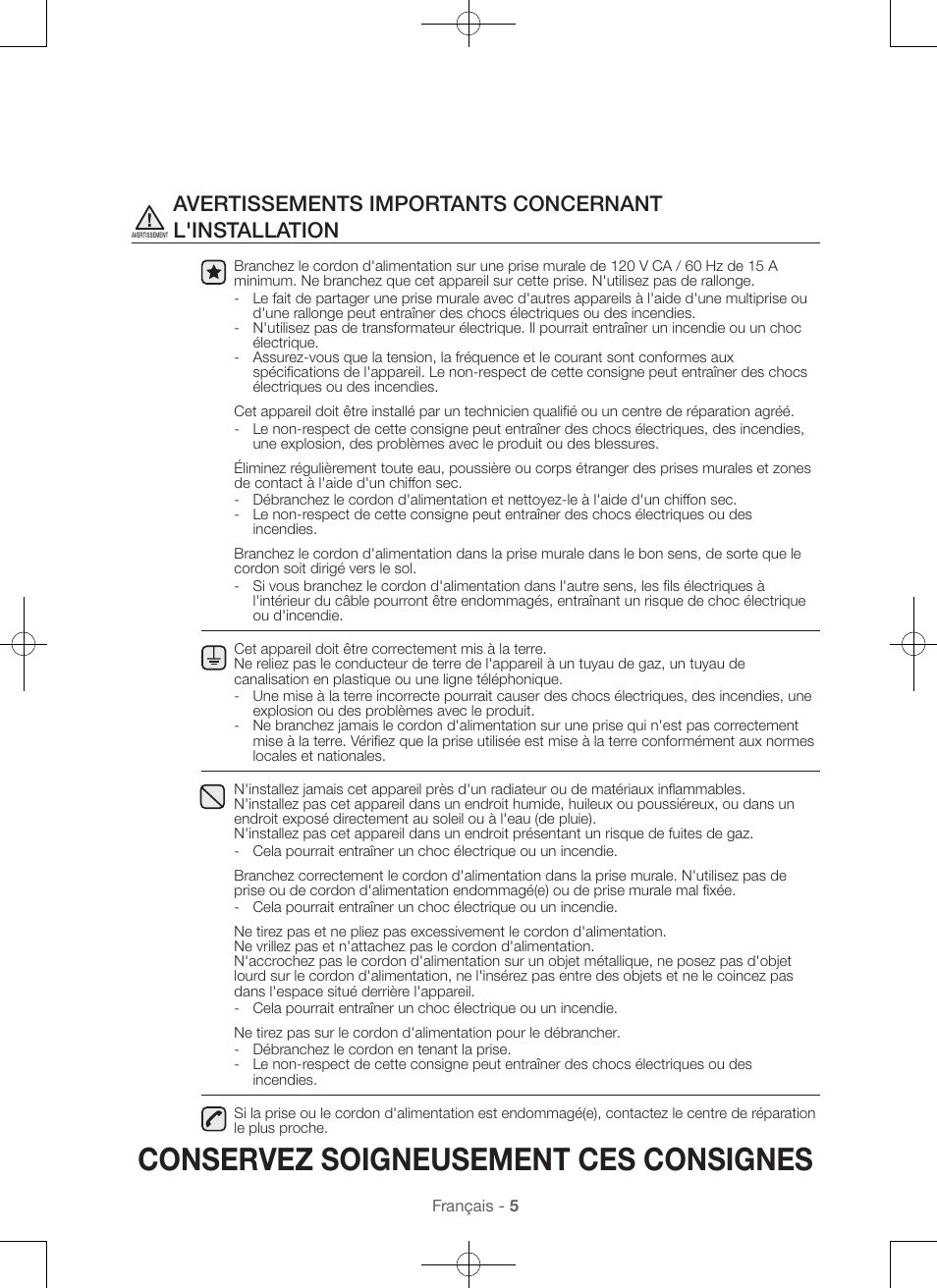 Conservez soigneusement ces consignes | Samsung WA45H7000AW-A2 User Manual | Page 49 / 132