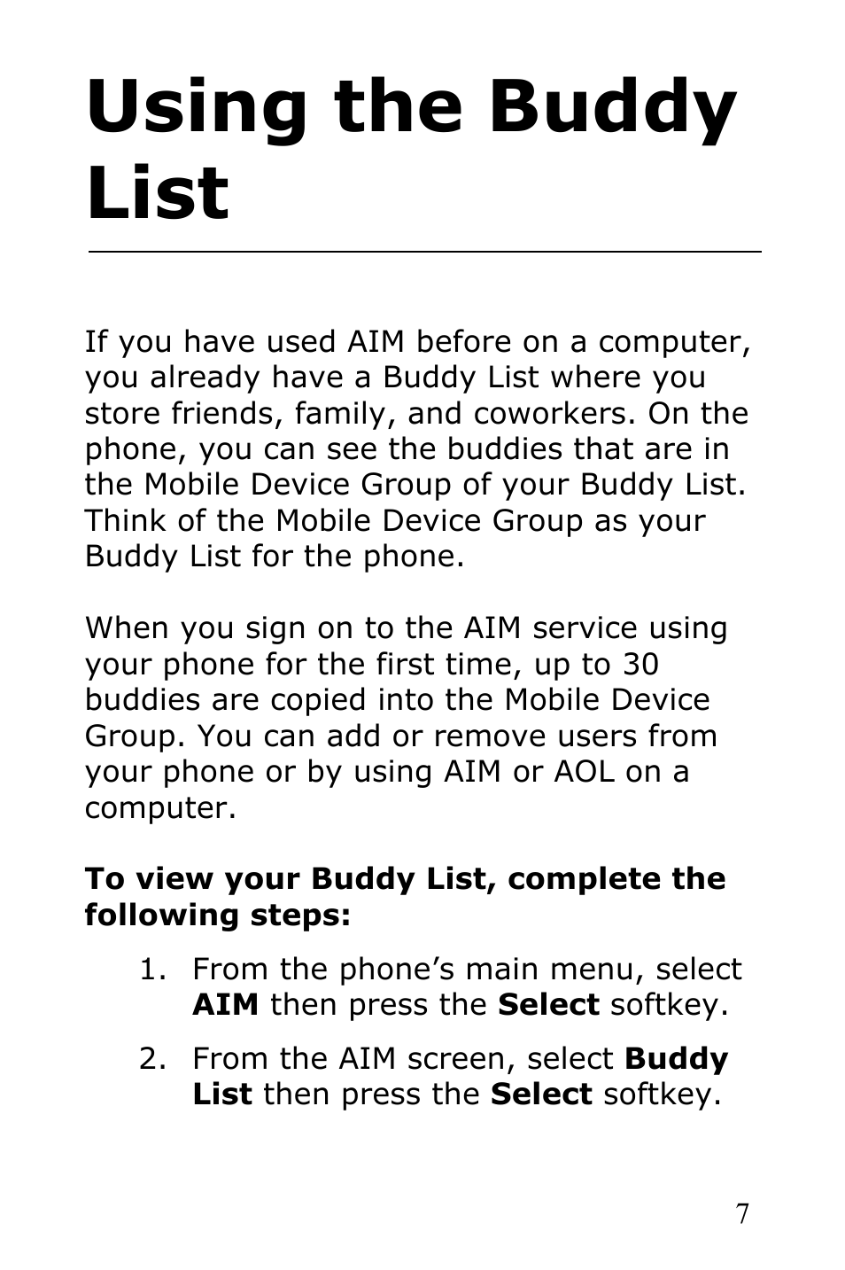 Using the buddy list | Samsung SGH-R225LV-XAR User Manual | Page 11 / 34