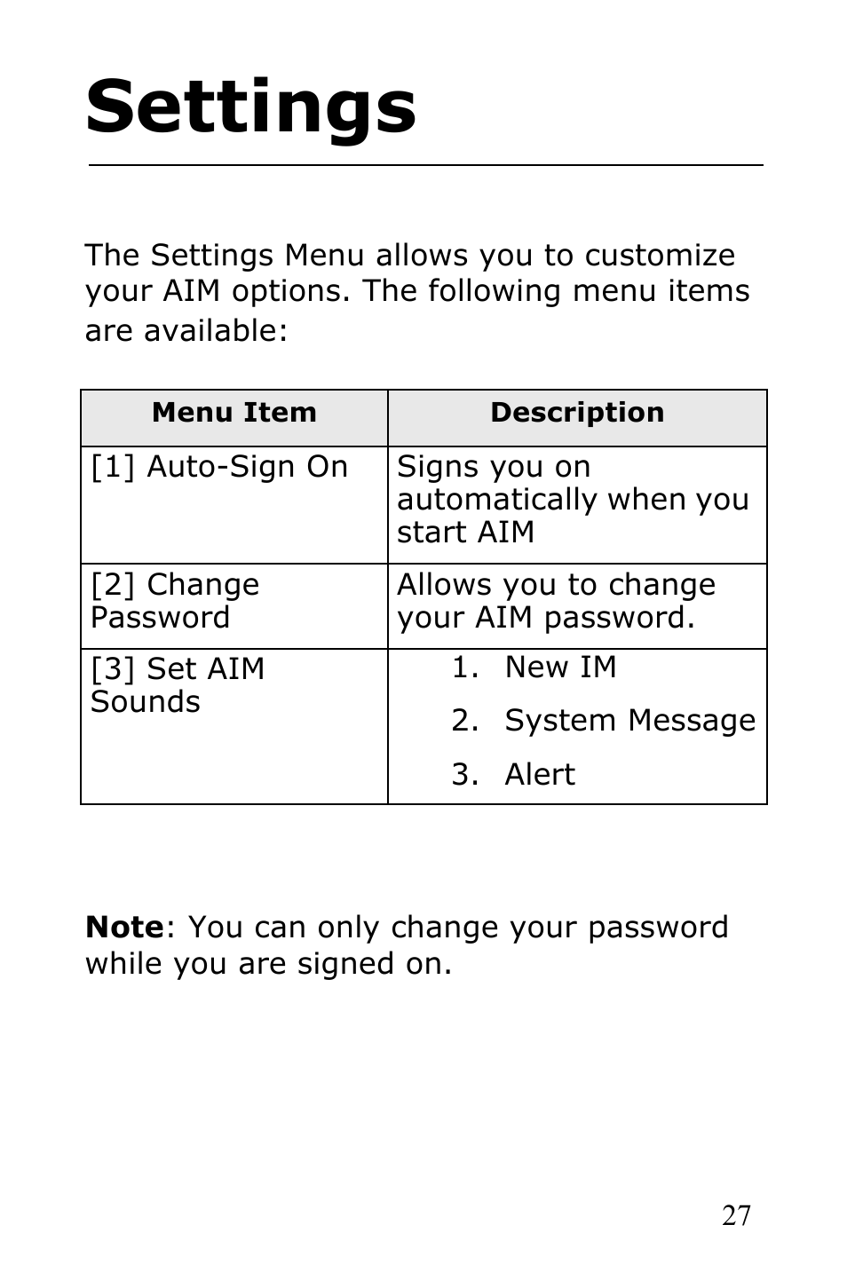 Settings | Samsung SGH-R225LV-XAR User Manual | Page 31 / 34