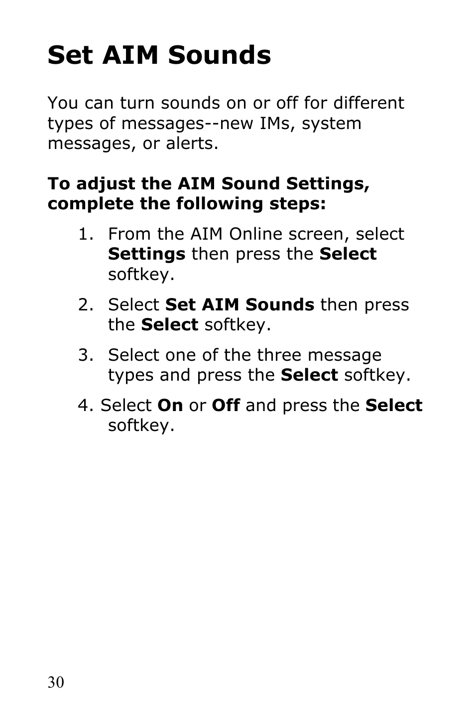 Set aim sounds | Samsung SGH-R225LV-XAR User Manual | Page 34 / 34