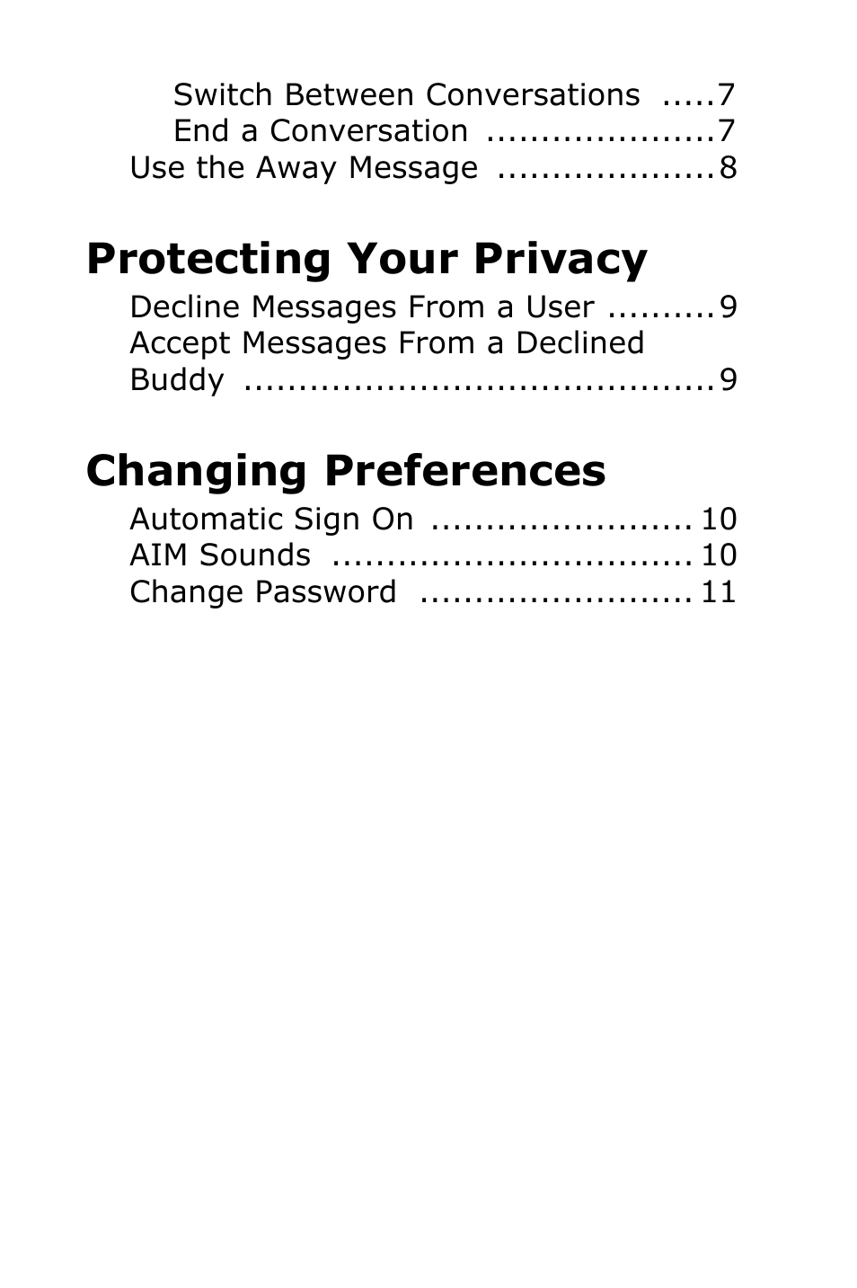 Protecting your privacy, Changing preferences | Samsung SGH-R225LV-XAR User Manual | Page 4 / 34